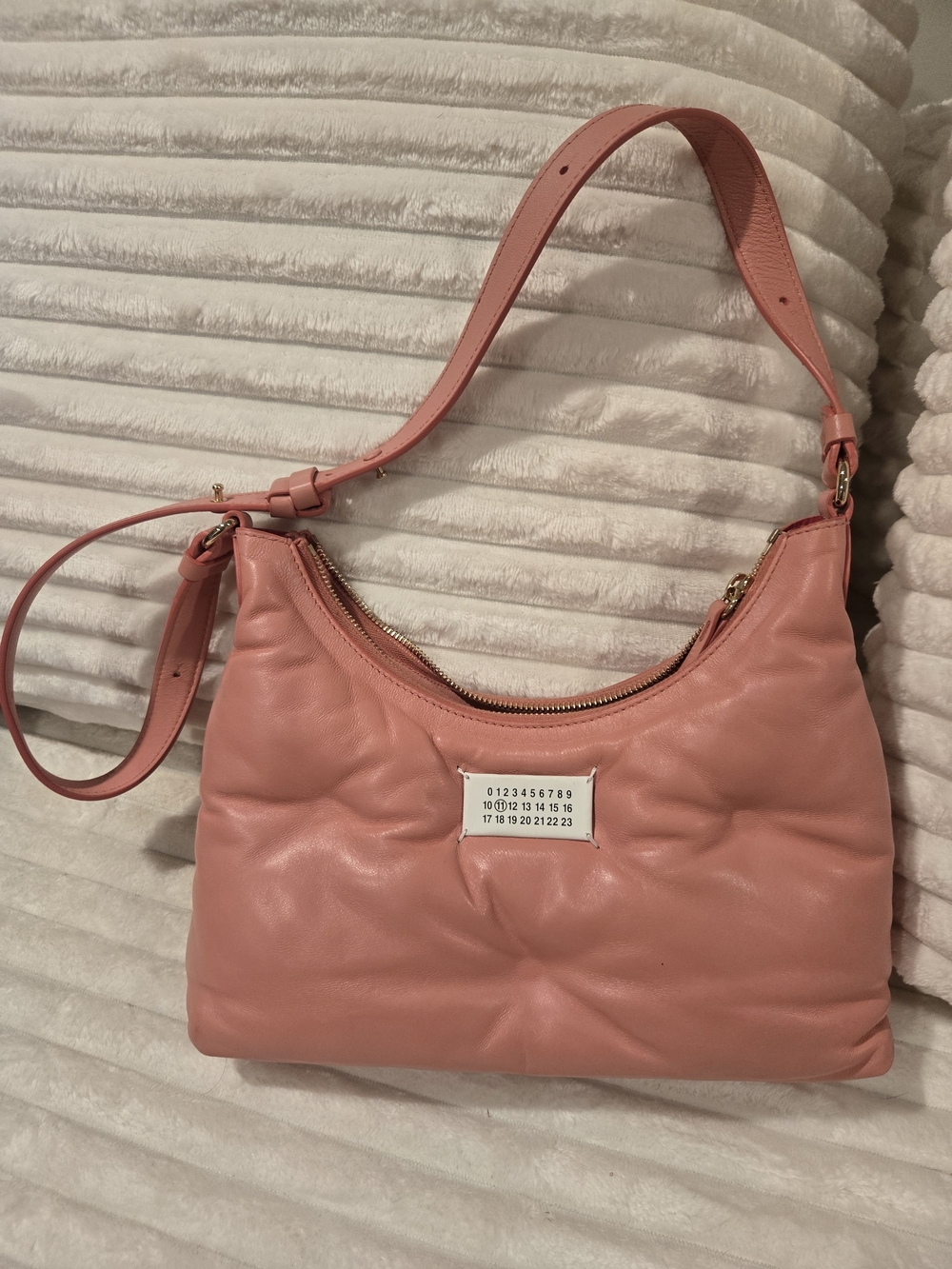 Maison Martin Margiela Coral Pink Leather Padded Shoulder Bag